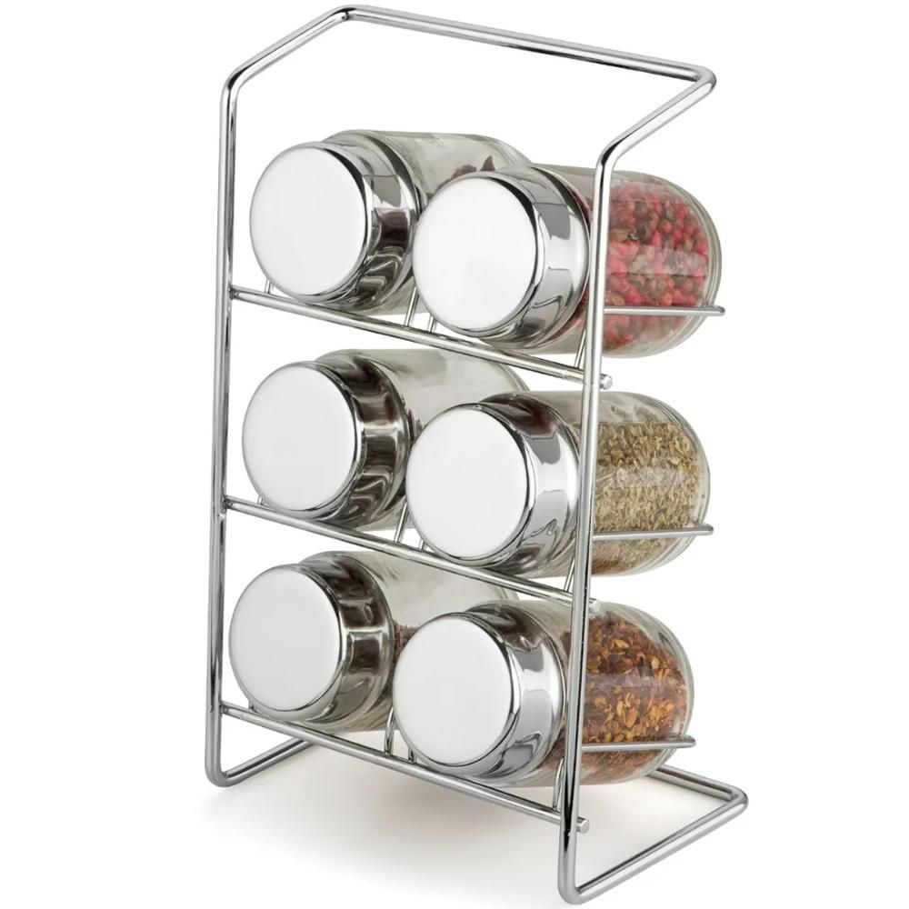 Encontraproduto.com.br - Porta Condimentos Forma Elegance em Aço Inox com 7 Peças - Cromado