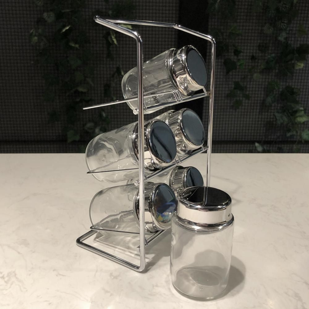 Encontraproduto.com.br - Porta Condimentos Forma Elegance em Aço Inox com 7 Peças - Cromado