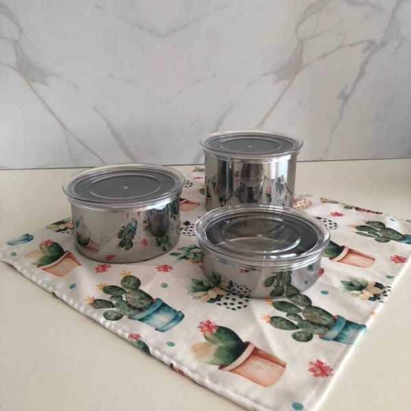 Encontraproduto.com.br - Conjunto 3 Potes Herméticos Redondos Aço Inox Com Tampa Vision Forma