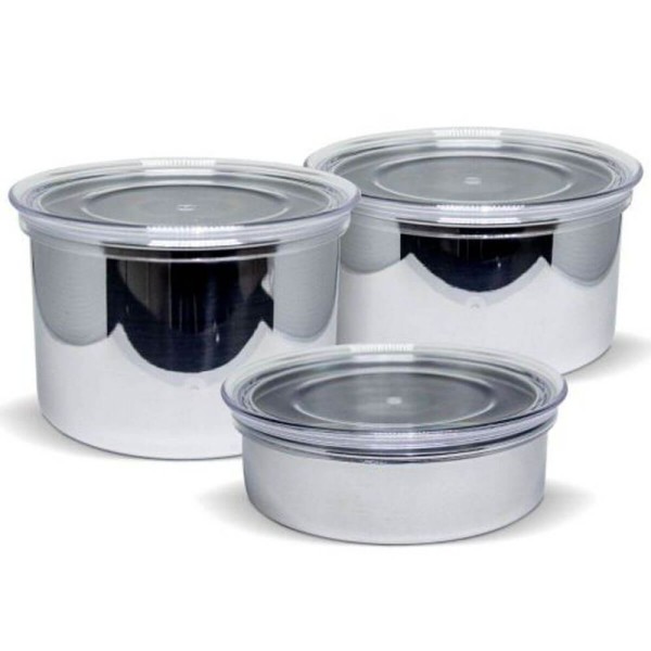 Encontraproduto.com.br - Conjunto 3 Potes Herméticos Redondos Aço Inox Com Tampa Vision Forma