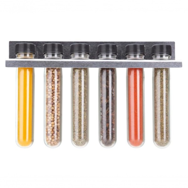 Encontraproduto.com.br - Porta Condimentos Plástico Com Suporte De Parede Cozinha Com 6 Tubetes Para Temperos Forma