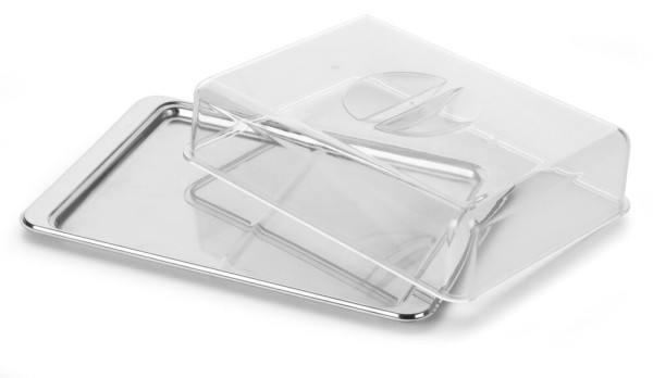Encontraproduto.com.br - Porta Frios Multiuso Bandeja Inox Duas Divisória Retangular