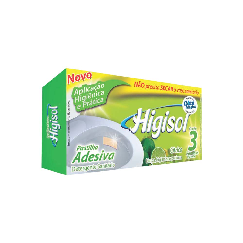 Detergente Sanitário Higisol Pastilha Adesiva Citrico 3,X9g