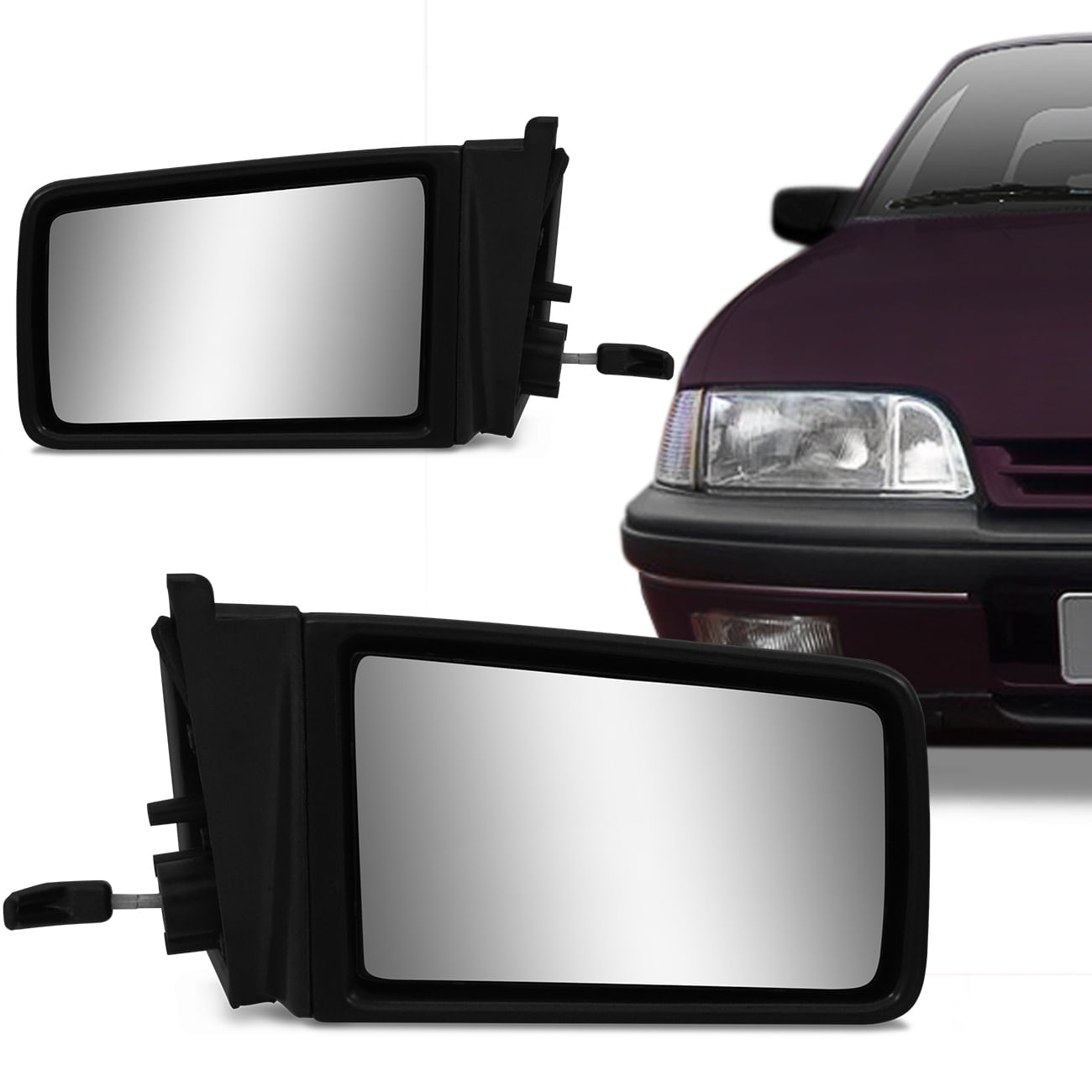 Retrovisor Monza 1991 1992 1993 Preto com Controle e Espelho