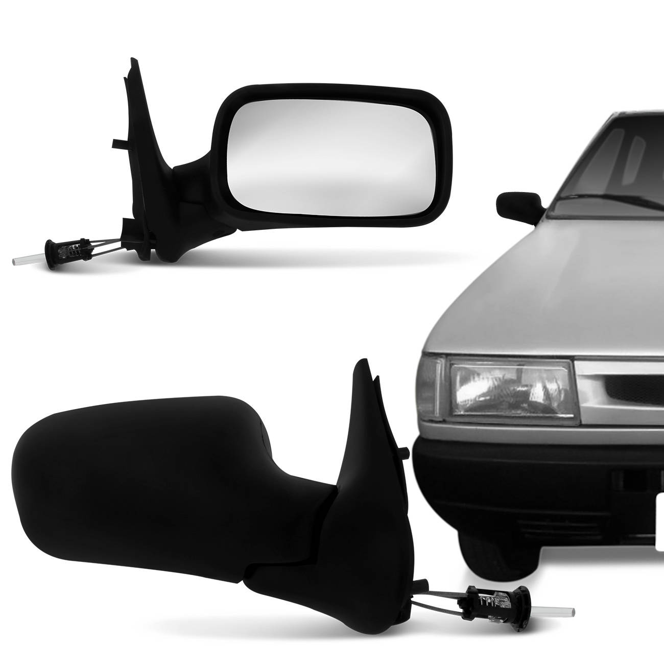 Encontraproduto.com.br - Retrovisor Uno Fire 2001 2002 2003 2004 2005 com Controle 4 Portas Preto