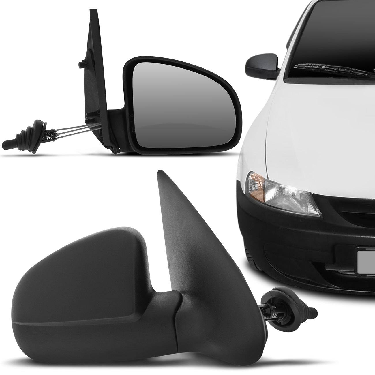 Retrovisor Celta 2000 2001 2002 2003 2004 2005 2006 Preto com Controle Interno e Espelho