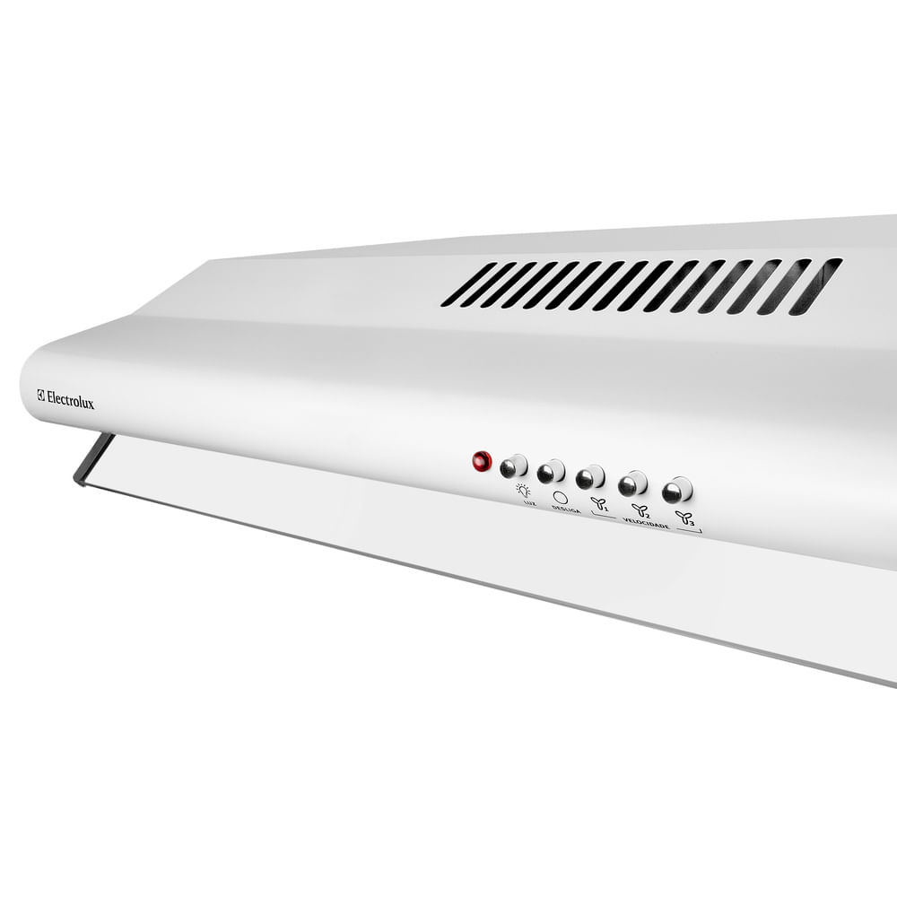 Encontraproduto.com.br - Depurador de Ar Parede Electrolux 80cm Branco com Filtro Lavável e Máscara Captadora de Ar (DE80B)