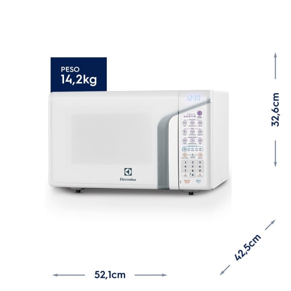 Encontraproduto.com.br - Micro-ondas Electrolux Branco 31 Litros MEP41 – 127 Volts