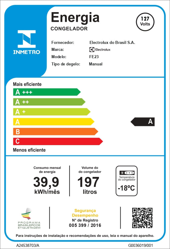 Encontraproduto.com.br - Freezer Vertical Electrolux 197 Litros Cycle Defrost Uma Porta Branco FE23 – 127 Volts