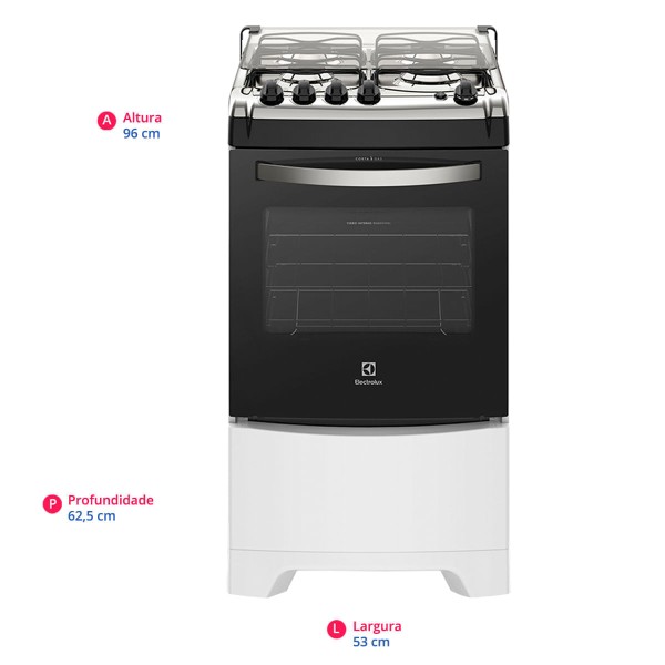 Encontraproduto.com.br - Fogão de Piso 4 Bocas Branco Electrolux 52SBL Bivolt