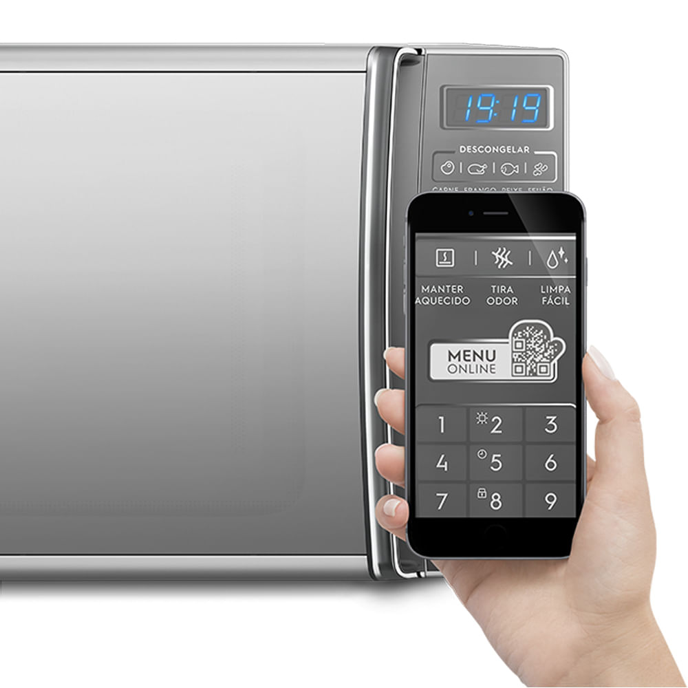 Encontraproduto.com.br - Micro-ondas Electrolux 27 Litros com 55 Receitas Pré-Programadas no Menu Online Prata MS37R – 127 Volts
