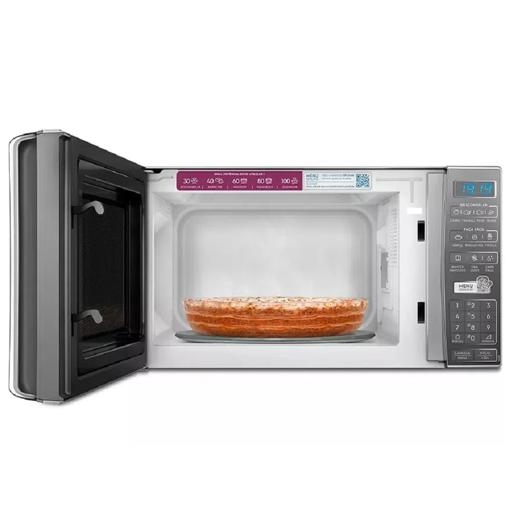 Encontraproduto.com.br - Micro-ondas Electrolux 27 Litros com 55 Receitas Pré-Programadas no Menu Online Prata MS37R – 127 Volts