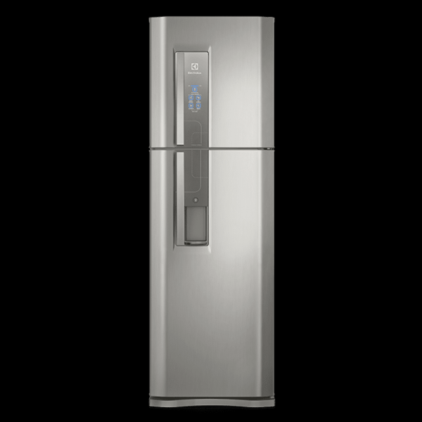 Encontraproduto.com.br - Geladeira Electrolux Frost Free 400L Dispenser de Água Duplex Cor Inox (DW44S)