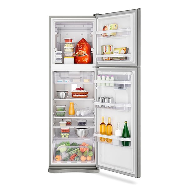 Encontraproduto.com.br - Geladeira Electrolux Frost Free 400L Dispenser de Água Duplex Cor Inox (DW44S)