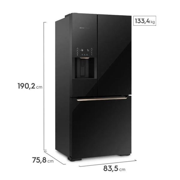 Encontraproduto.com.br - Geladeira Frost Free Electrolux 538 Litros 3 portas Inverse Preta com Água na Porta DM86V