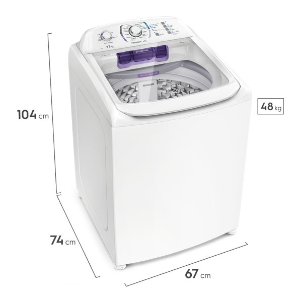 Encontraproduto.com.br - Máquina de Lavar Electrolux 17Kg Branca Premium Care com Cesto Inox e Sem Agitador (LPR17)
