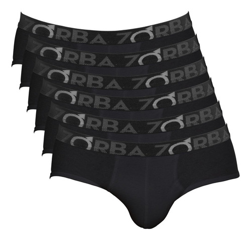 Kit 6 Cuecas Zorba Slip Stylo Algodão 643 Preto - GG GG Preto