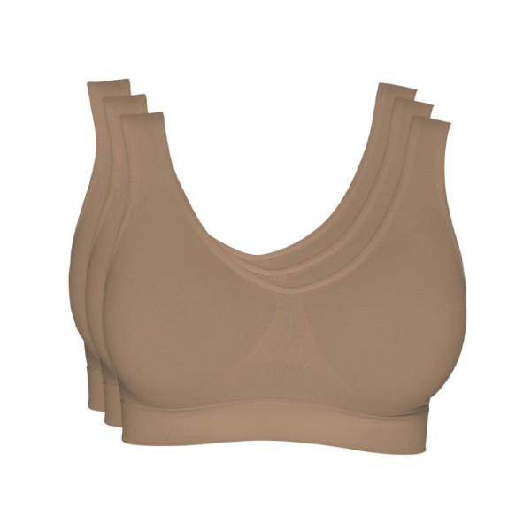 Encontraproduto.com.br - Kit com 03 Tops Hanes Alças Largas Sem Costura 5762 Chocolate - GG