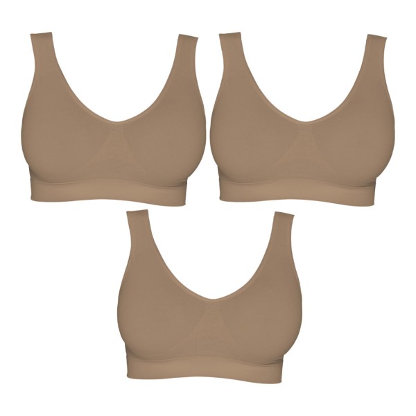 Encontraproduto.com.br - Kit com 03 Tops Hanes Alças Largas Sem Costura 5762 Chocolate - GG
