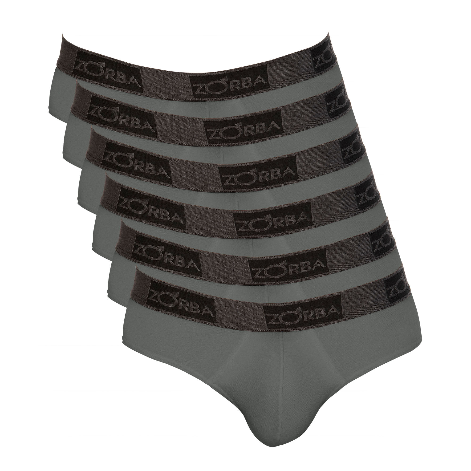 Encontraproduto.com.br - Kit 6 Cuecas Zorba Slip Plus 716 Chumbo - G G Chumbo