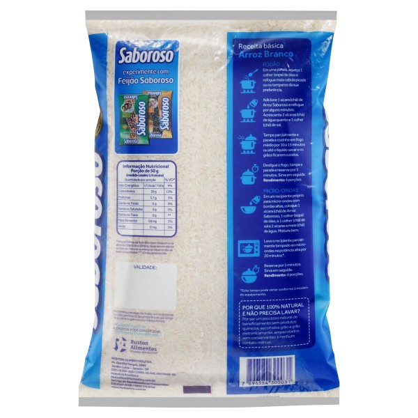 Encontraproduto.com.br - Arroz Saboroso Agulhinha - Tipo 1 Pacote com 5kg