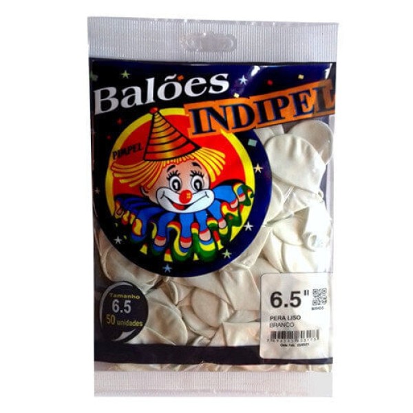 Encontraproduto.com.br - Balão Latex Indipel N6.5 Branco c/ 50 Unid