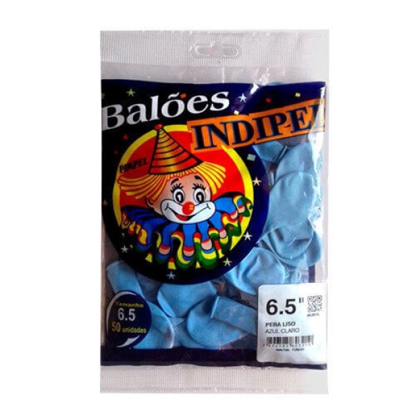 Encontraproduto.com.br - Balão Latex Indipel N6.5 Azul c/ 50 Unid