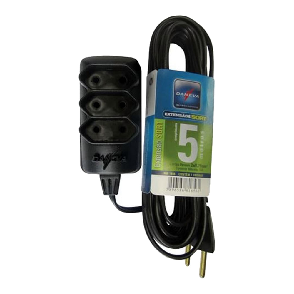 Encontraproduto.com.br - Extensão Sortida Legrand Daneva 2P 10A 5 M Preto