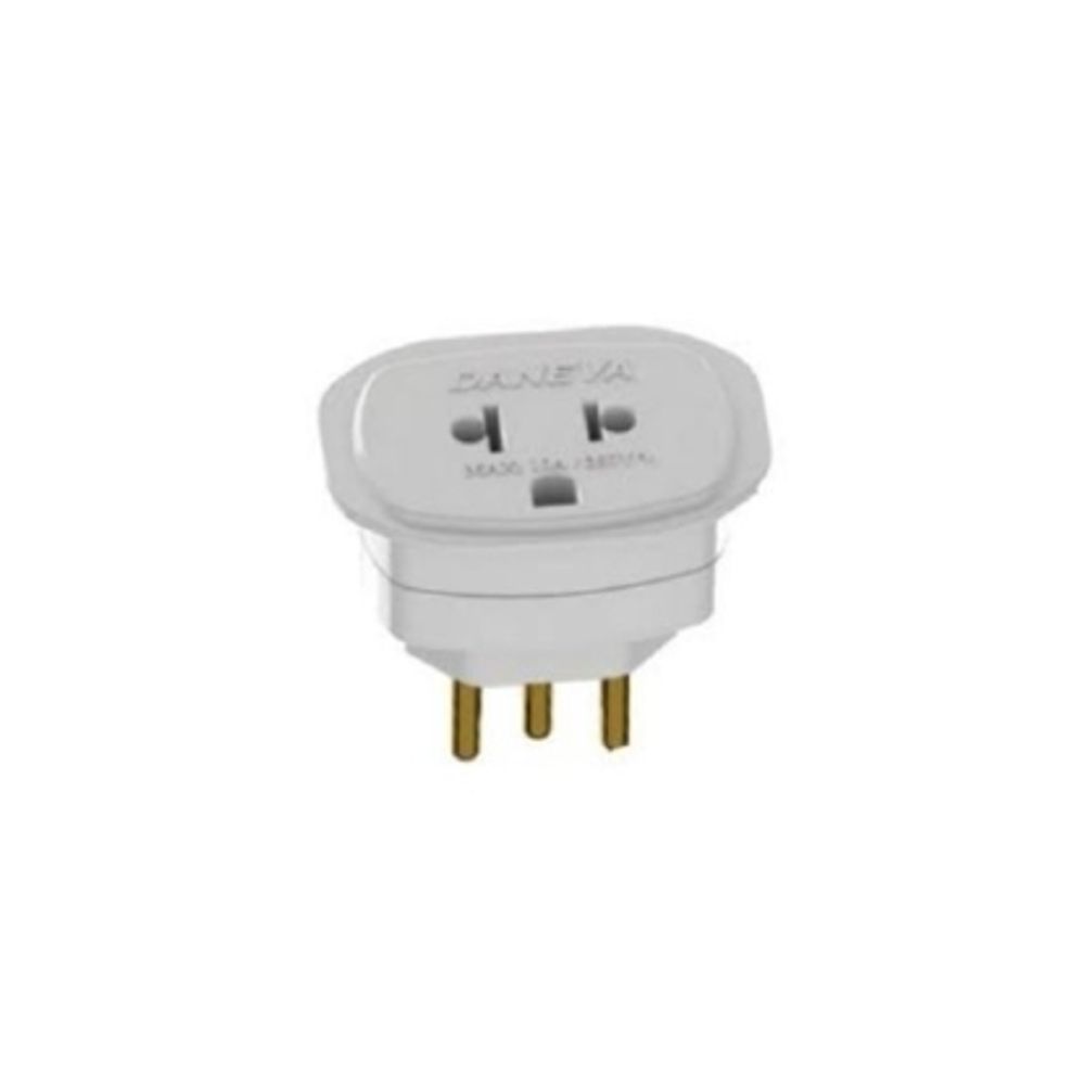 Encontraproduto.com.br - Plug Adaptador Elétrico Universal 2 Polos Tomada Daneva Legrand DN1662 10A 250V Branco