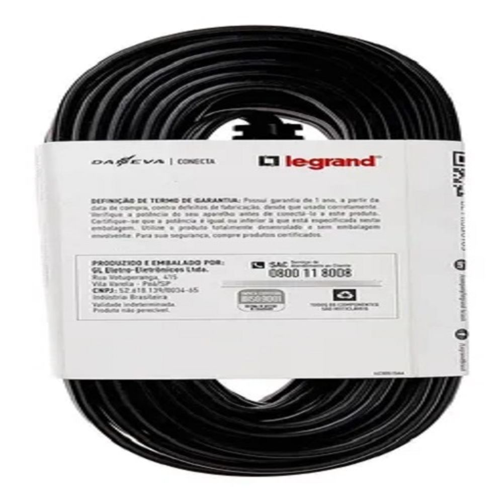 Encontraproduto.com.br - Cordão Prolong Pp Preto 2p+T 10a 10mt Legrand