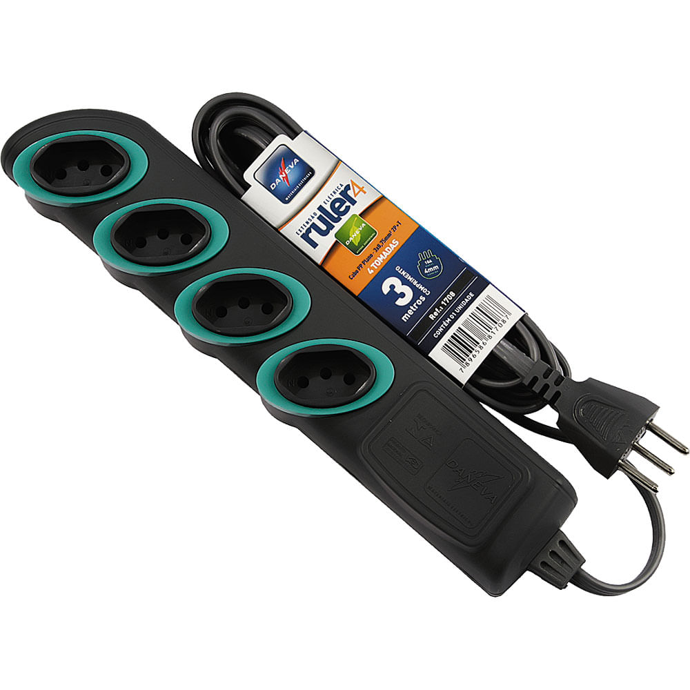 Encontraproduto.com.br - Extensão PP Múltipla 1,3m Ruler 1707 Daneva Grafite