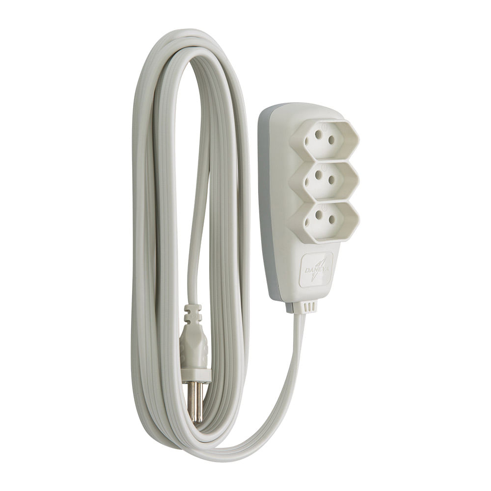 Encontraproduto.com.br - Extensão Sort 5M PP 3x0,75 2P+T 10A Branca Daneva Pial