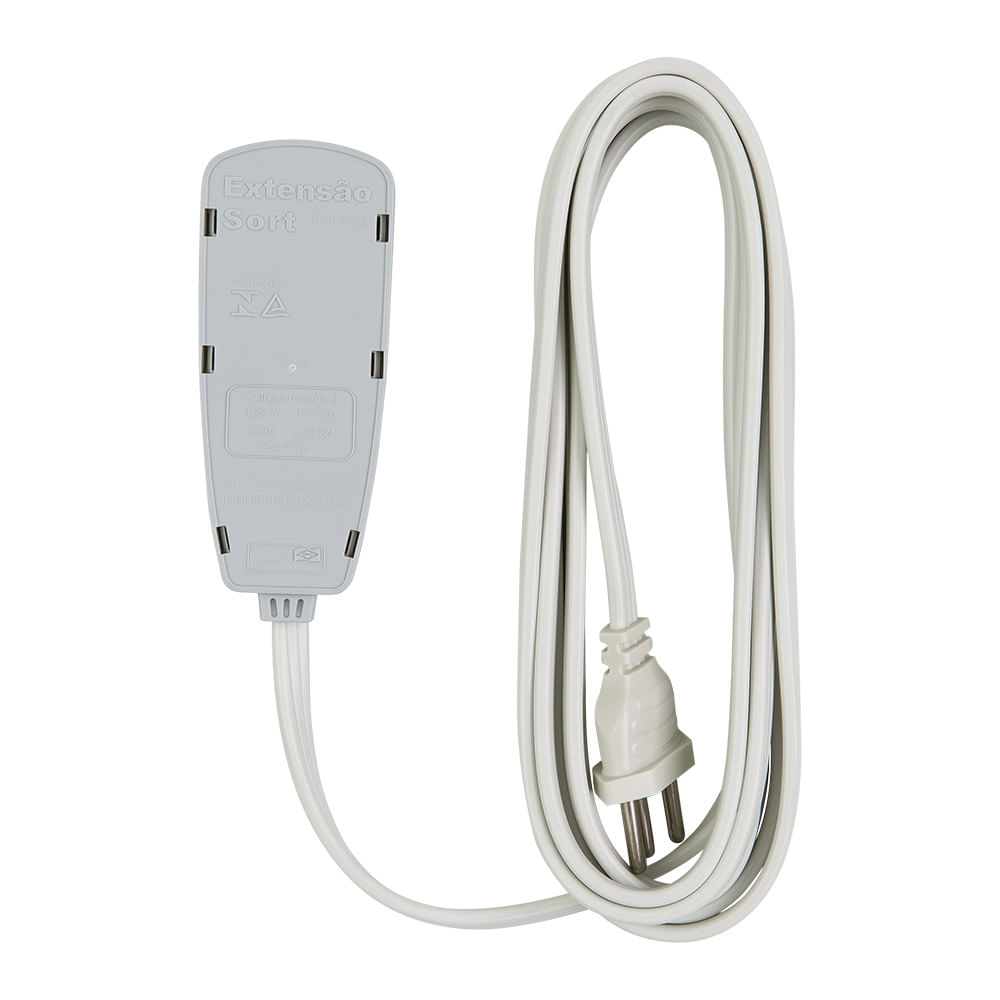 Encontraproduto.com.br - Extensão Sort 5M PP 3x0,75 2P+T 10A Branca Daneva Pial