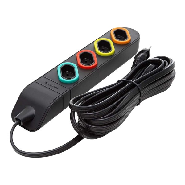 Encontraproduto.com.br - Extensão Mult 4 Tomadas Preto 2P+T 10A 3 Metros DN1846 Daneva