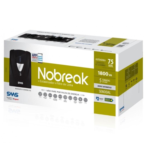 Encontraproduto.com.br - Nobreak Manager III Senoidal USM1800VA Bivolt Entrada 115/220V e Saida 115V 24VDC NG-27573