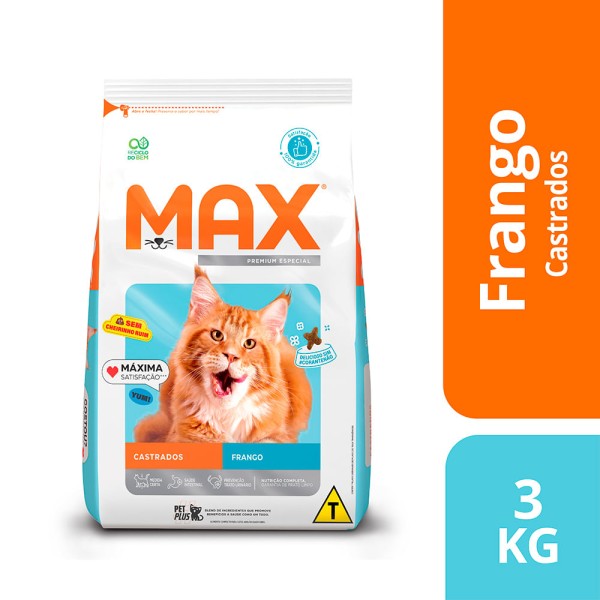 Encontraproduto.com.br - Ração Max Cat Professional Line Castrados Sabor Frango 3 Kg