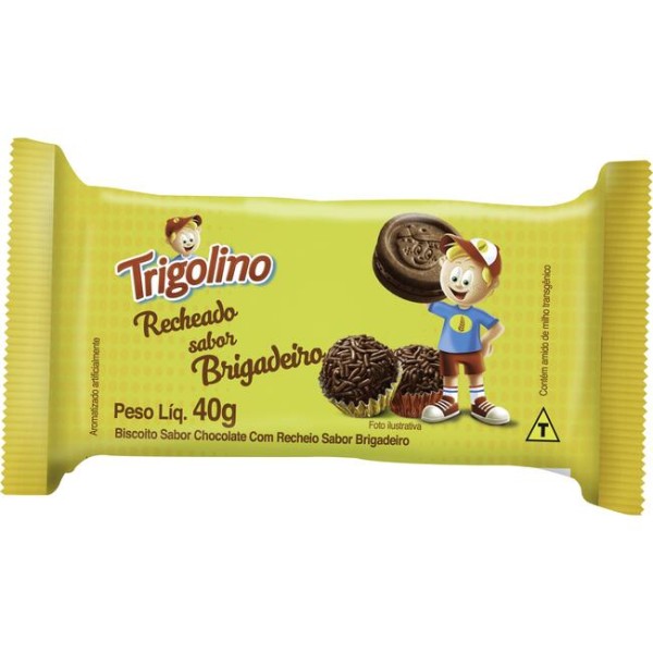 Biscoito Recheado Trigolino Brigadeiro Pacote com 40g
