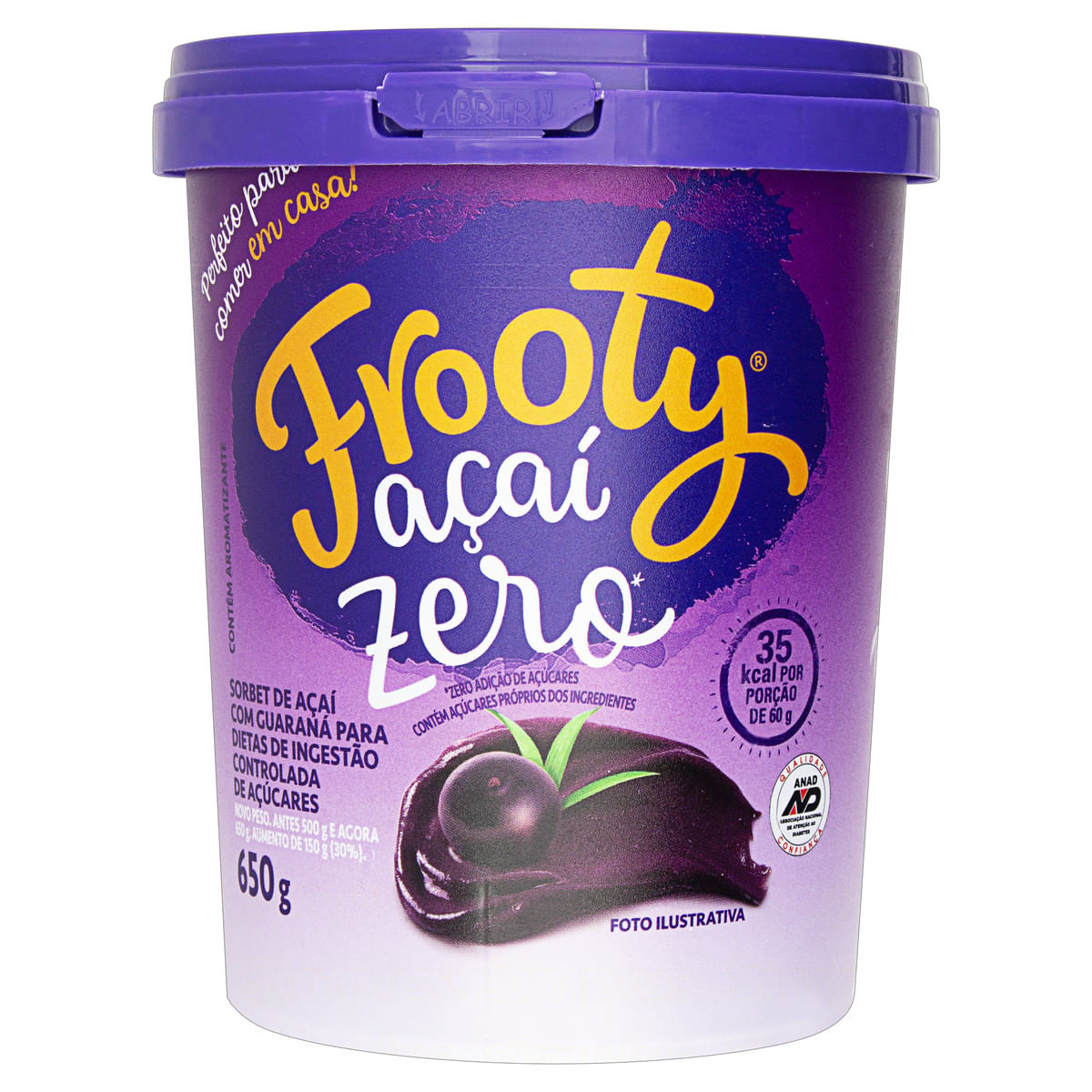 Encontraproduto.com.br - Açaí com Guaraná Congelado Frooty Zero 650g