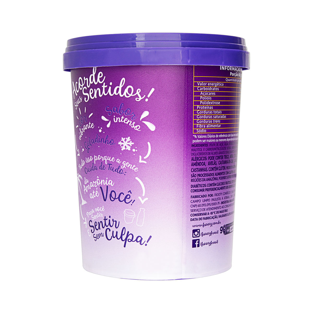 Encontraproduto.com.br - Açaí com Guaraná Congelado Frooty Zero 650g