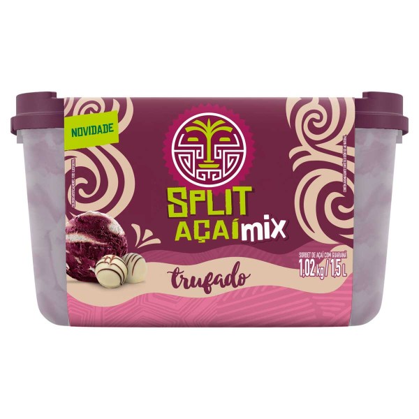 Encontraproduto.com.br - Sorbet Açaí com Guaraná Trufado Split Açaí Mix Pote 1,5l