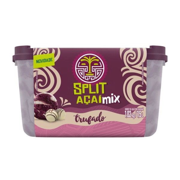 Encontraproduto.com.br - Sorbet Açaí com Guaraná Trufado Split Açaí Mix Pote 1,5l