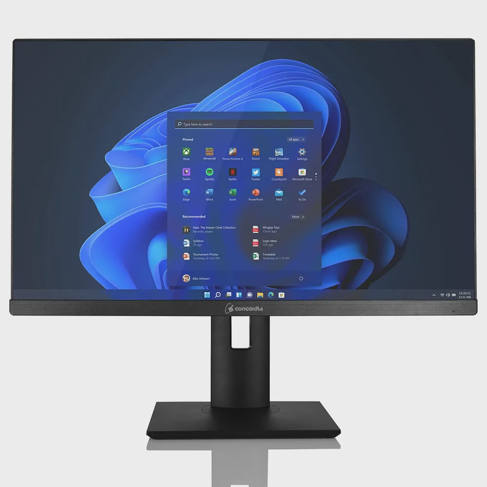Computador All In One Concórdia Core i3 10100 8GB DDR4 ssd 240GB 23.8 Full HD Webcam WiFi com Windows 11 Pro Preto