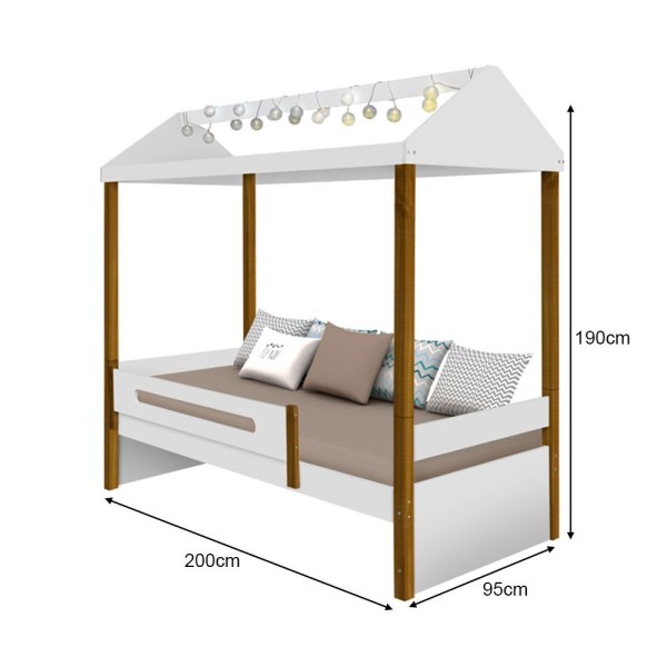 Encontraproduto.com.br - Cama Infantil Montessoriana Sara Com Led Branco/Amêndoa - Divaloto - Cor: Branco