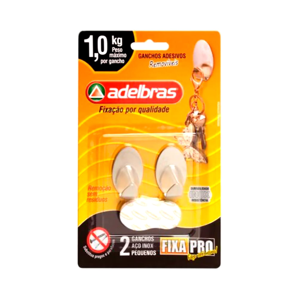 Gancho De Aço Inox. Removível 1kg 25mm X 37mm Adelbras