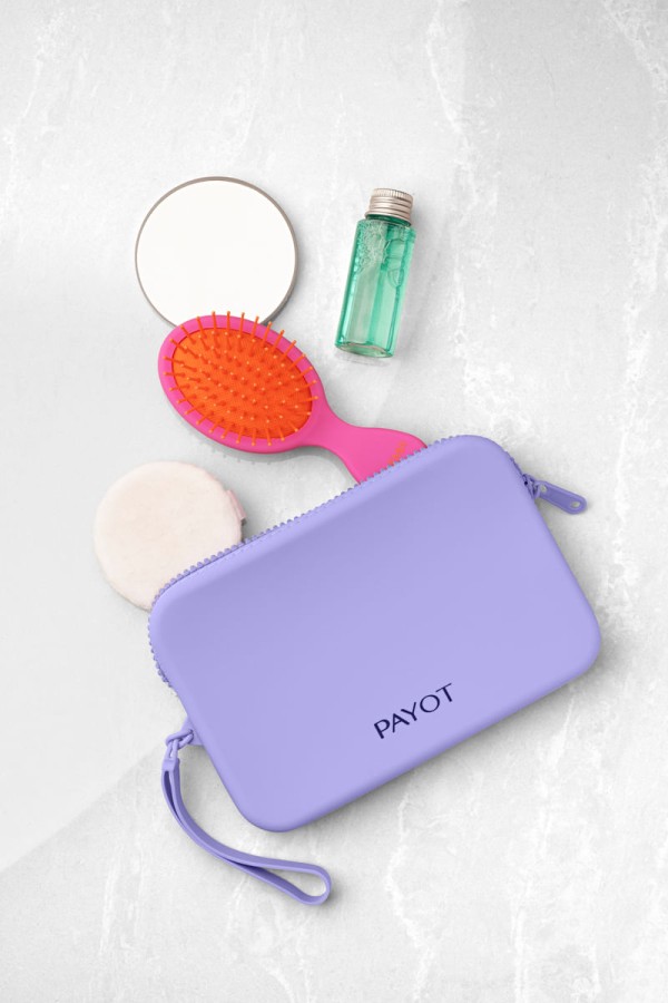 Encontraproduto.com.br - Necessaire de silicone diagonal Roxa