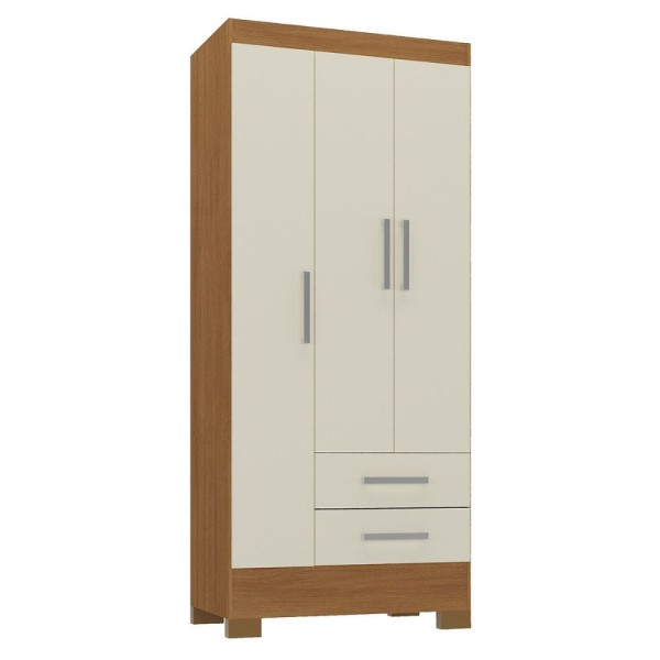 Guarda-Roupas Solteiro 3 Portas 2 Gavetas Cinamomo/Off White Rio Grande Rodial