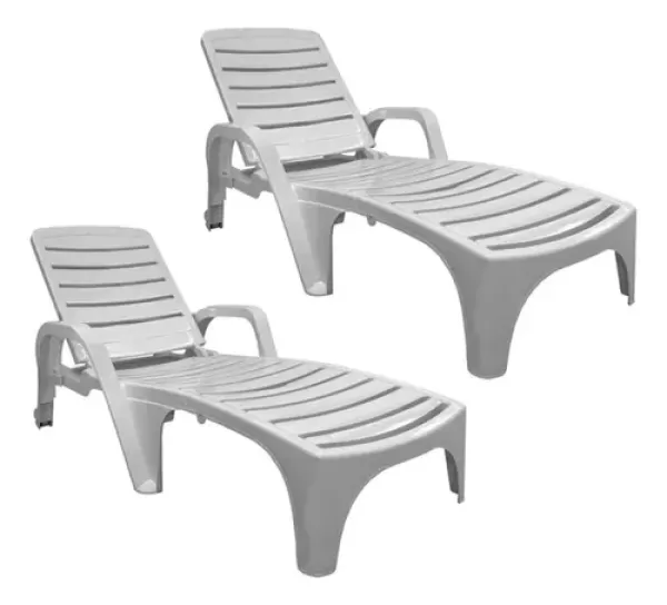 Kit 2 Espreguiçadeiras De Piscina Dobrável Copacabana