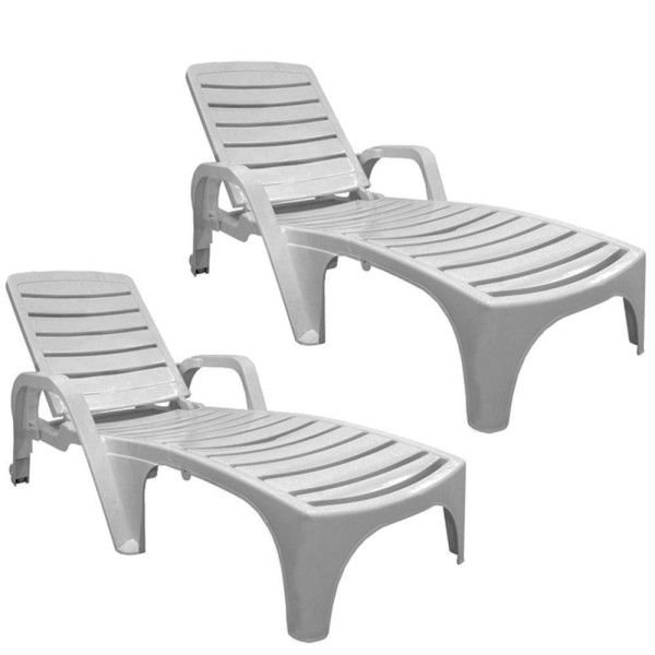 Encontraproduto.com.br - Kit 2 Espreguiçadeiras De Piscina Dobrável Copacabana