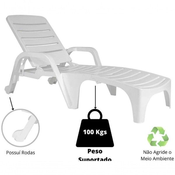 Encontraproduto.com.br - Kit 2 Espreguiçadeiras De Piscina Dobrável Copacabana