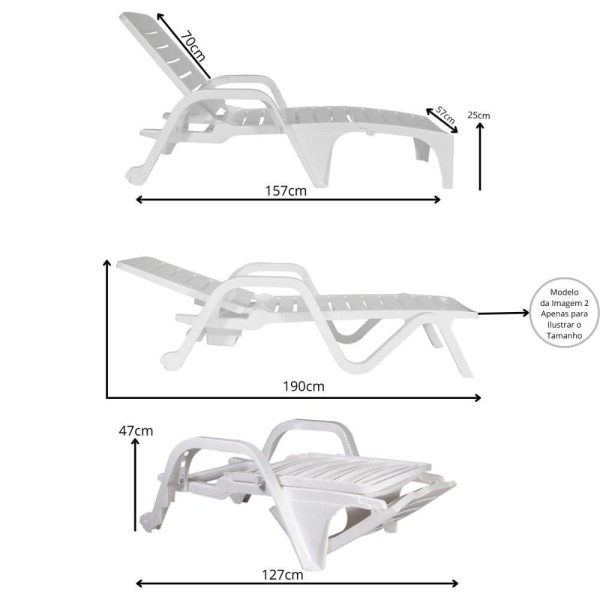 Encontraproduto.com.br - Kit 2 Espreguiçadeiras De Piscina Dobrável Copacabana